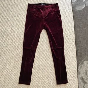 Sanctuary (Anthropologie) maroon/burgundy velvet skinny leg pants leggings